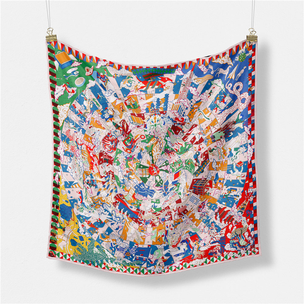 Abstract Silk Square Scarf - DippedShop Wholesale - #7747