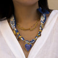 Enamel Heart Scarf Necklace - DippedShop Wholesale - #9091