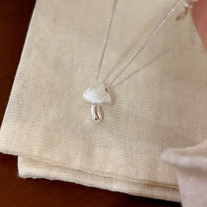 Chic Silver Mushroom Pendant Adjustable Necklace 6W6JNC441