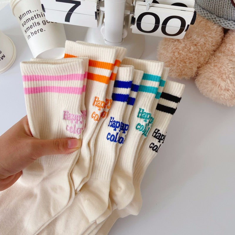 Striped Rib Socks - DippedShop Wholesale - #3475