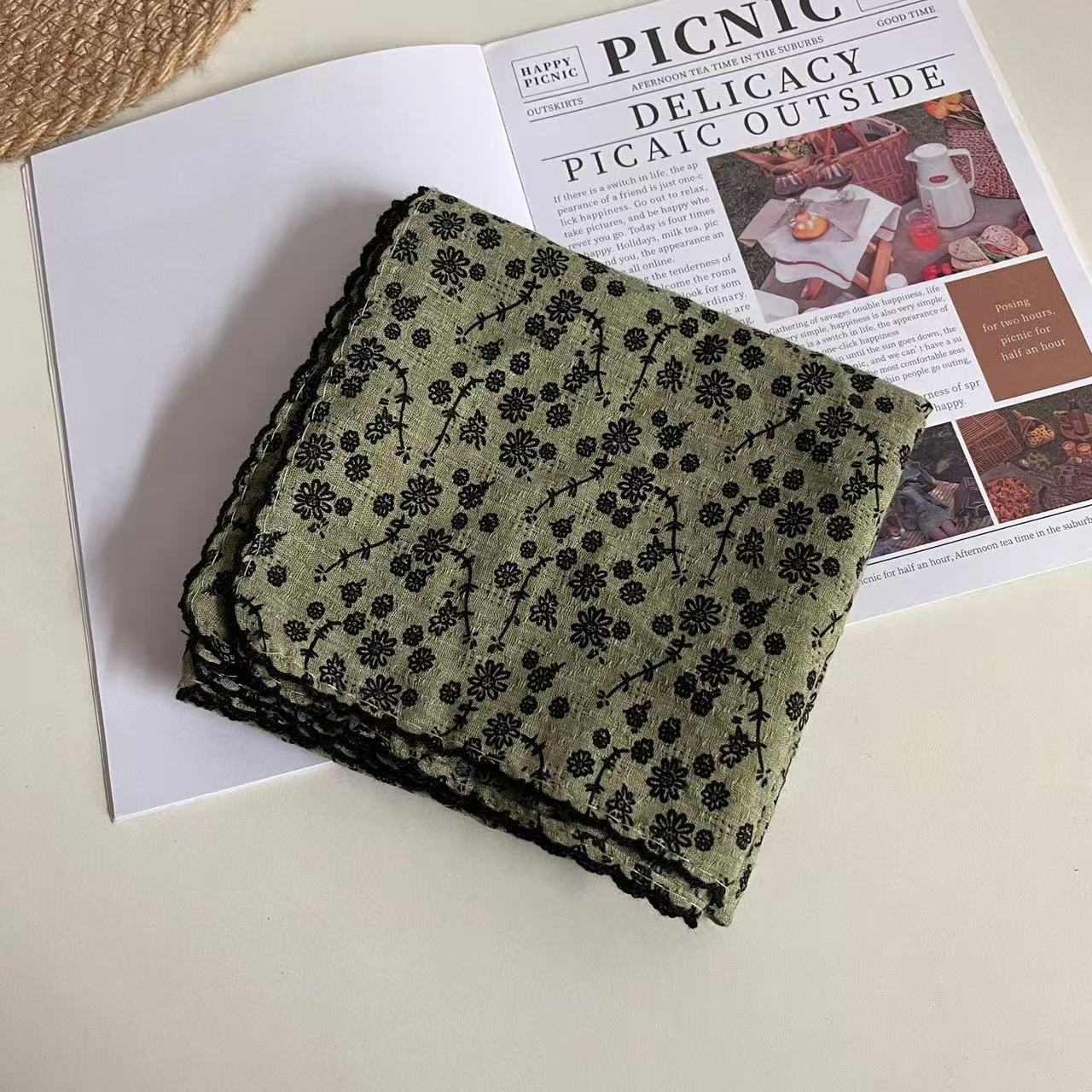 Vintage Floral Print Neckerchief Head Scarf MK2BW6W6NSI16