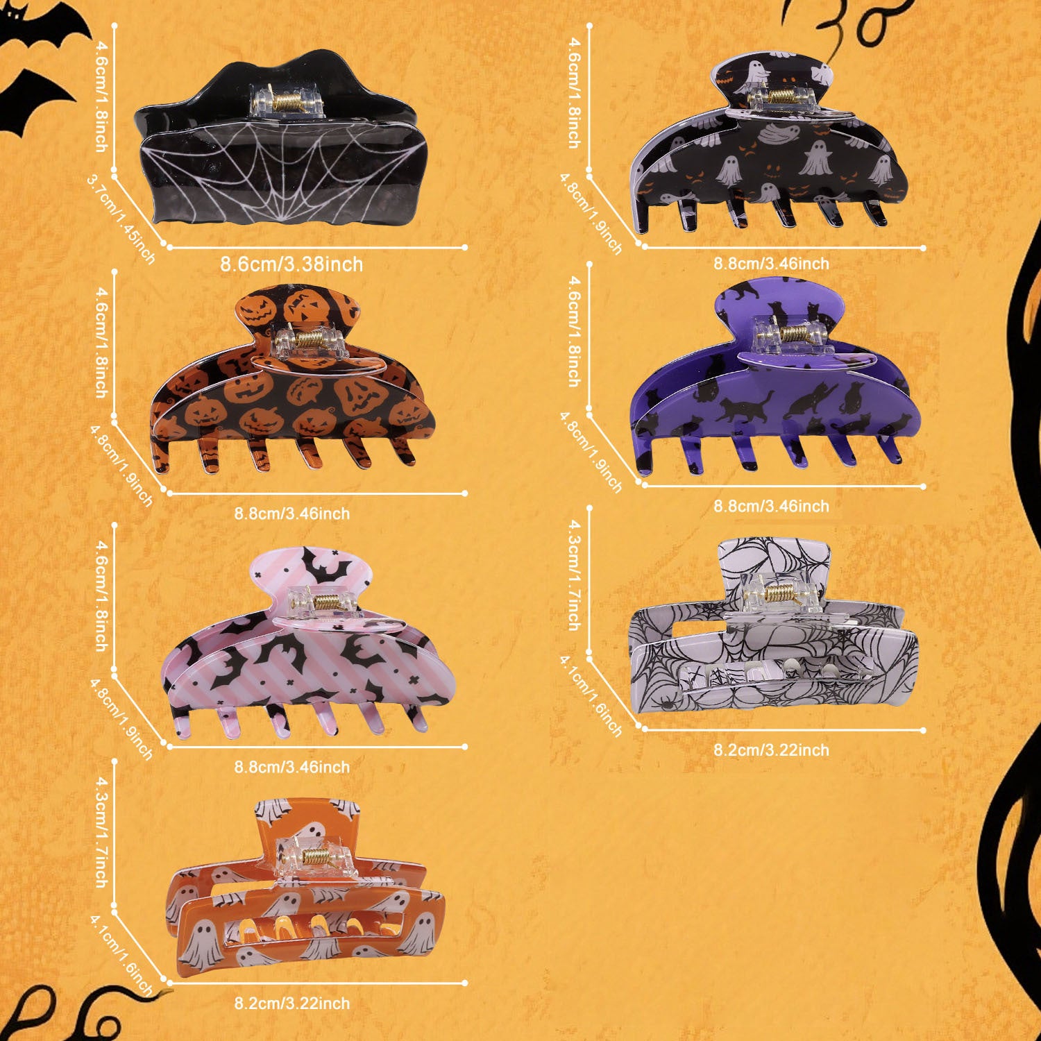 Quirky Halloween Ghost Pumpkin Hair Claw 6W6HCP1324