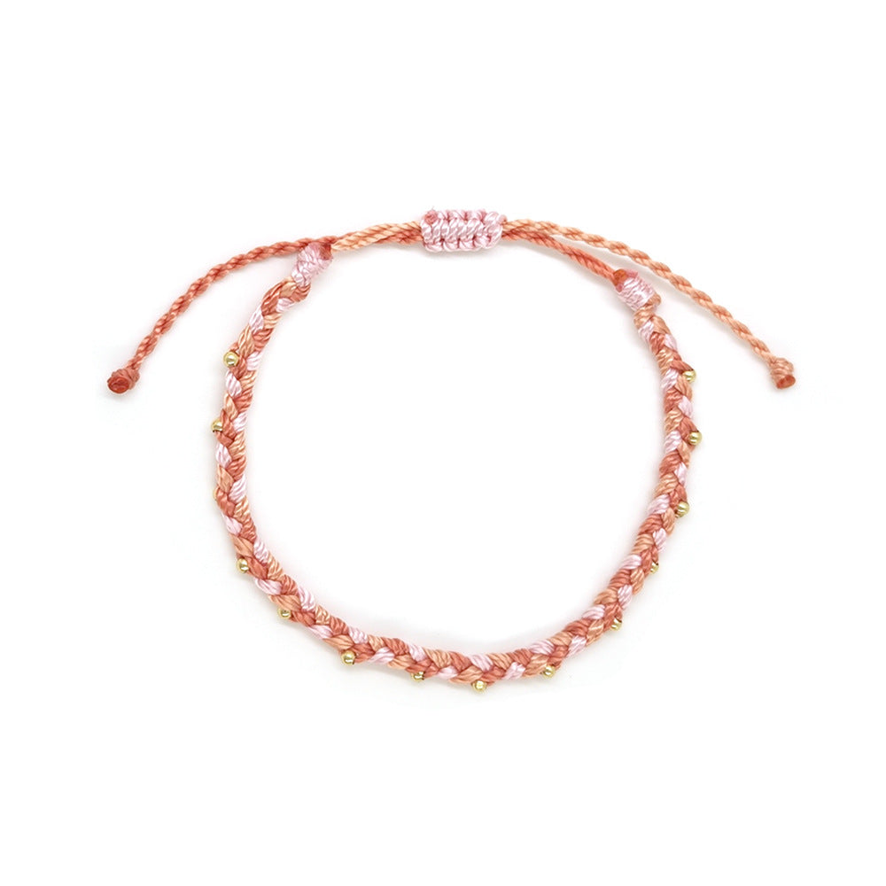 Casual Gold Bead Braided Rope Adjustable Bracelet 6W6JBR376