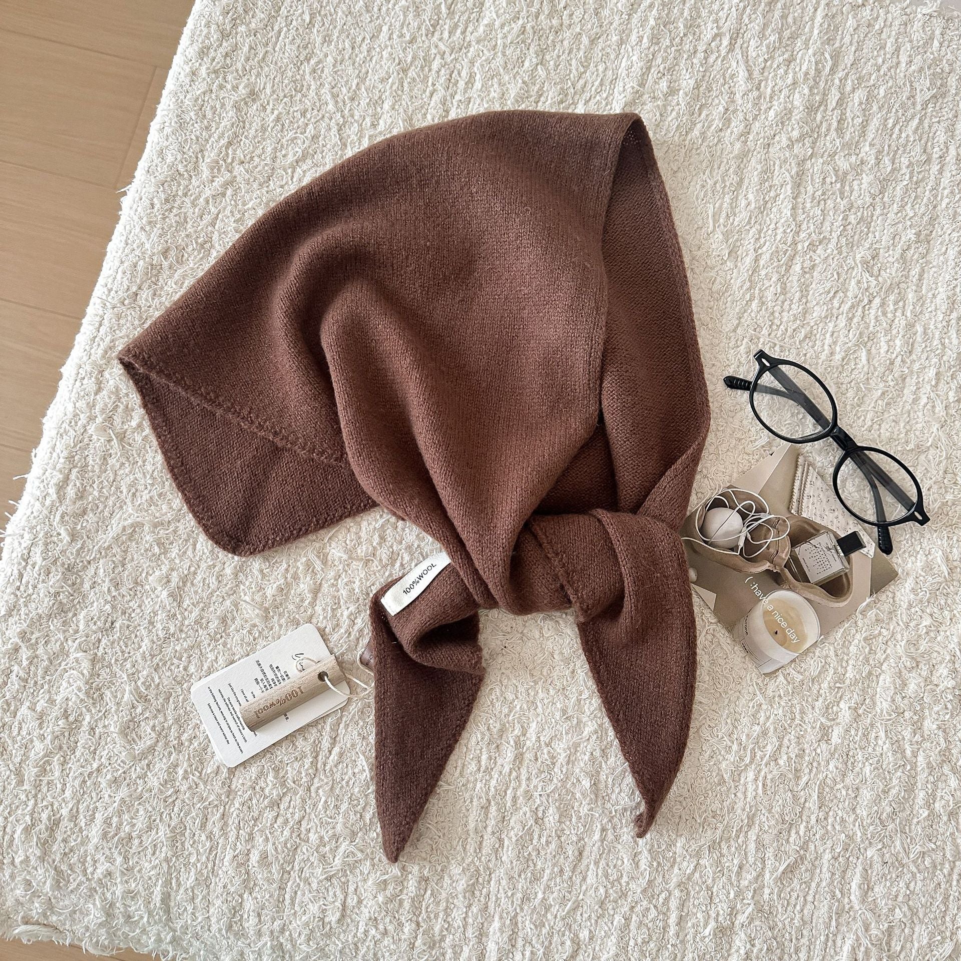 Trendy Solid Color Knit Headscraf Triangle Scarf 6W6NSC91