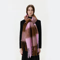 Fluffy Colorblock Oversized Plaid Scarf - DippedShop Wholesale - #7171