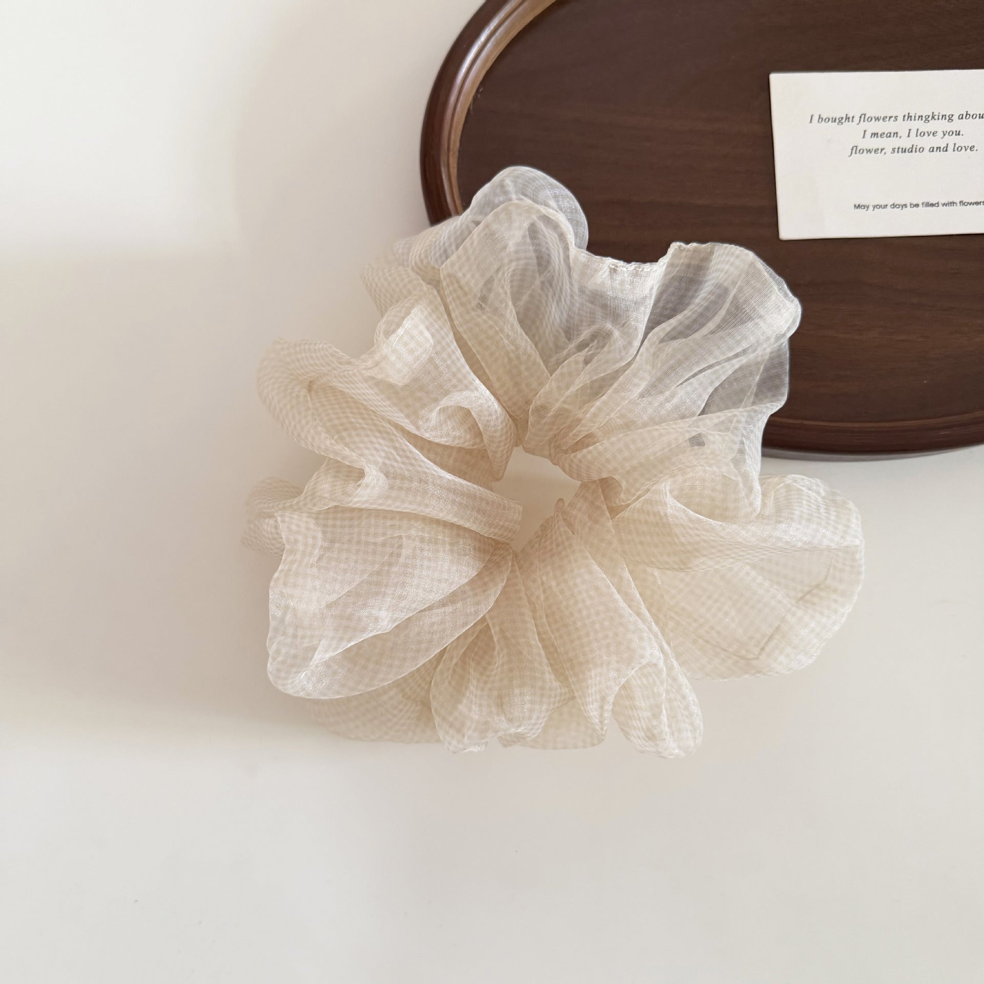 Retro Fluffy Organza Plaid Hair Scrunchies MK2BW6W6HSR79