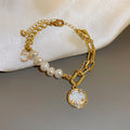 Retro Gold Plated Wrapped Baroque Pearl Bracelet 6W6JBR704