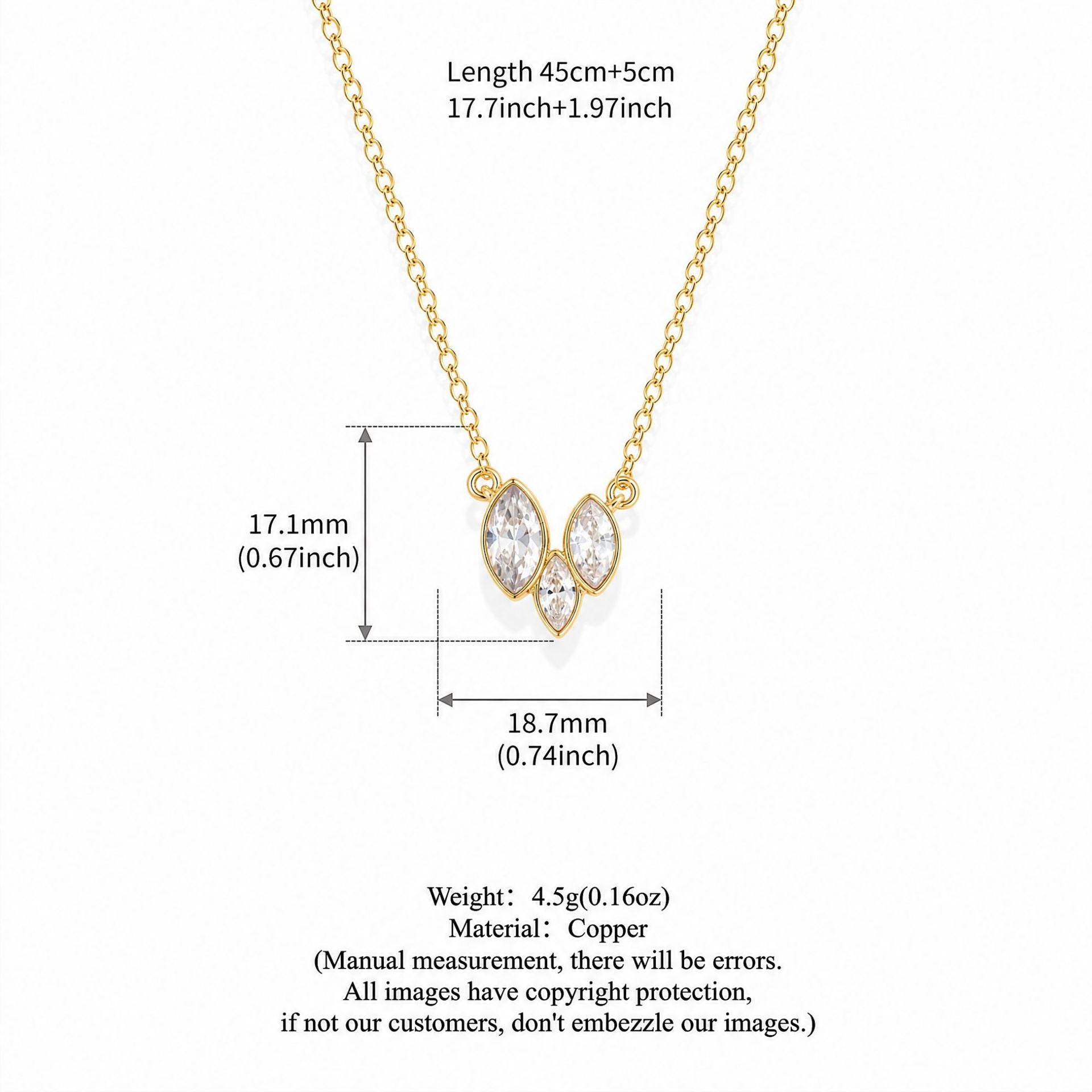 Elegant Gold Plated Heart Rhinestones Pendant Necklace 6W6JNC643