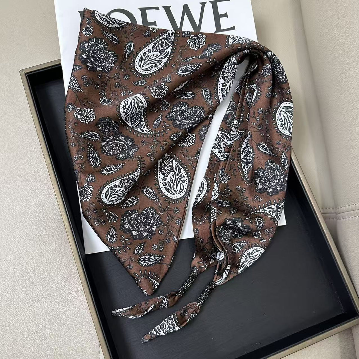 Cashew Print Silk Scarf - DippedShop Wholesale - #1427