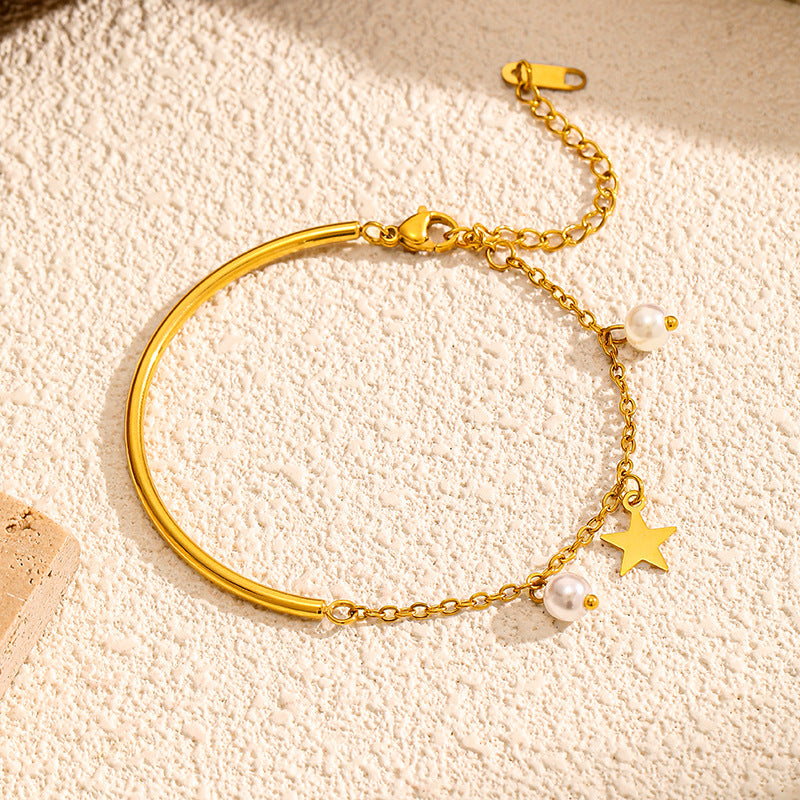 Luxury Pear Star Charm Gold Plated Chain Bracelet 6W6JBR525