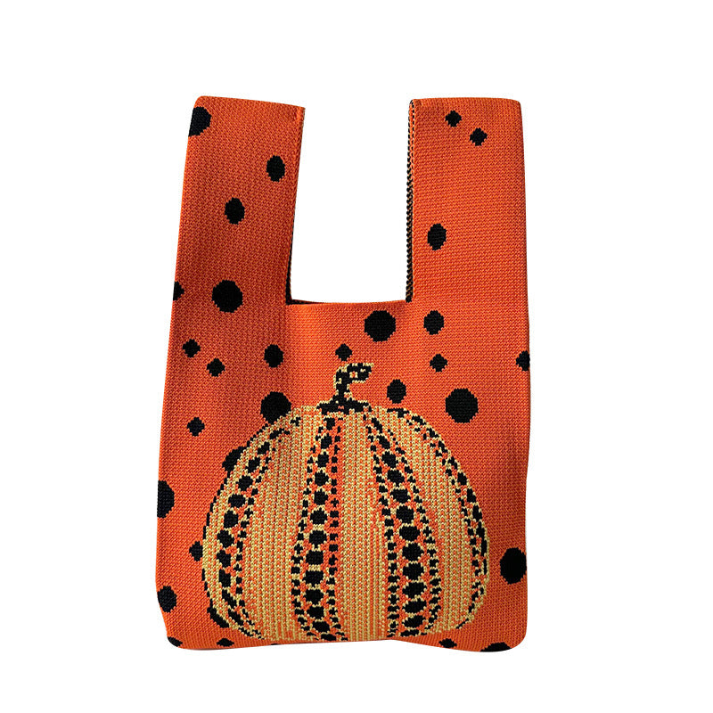 Halloween Pumpkin Knit Shoulder Tote Bag DPB2523