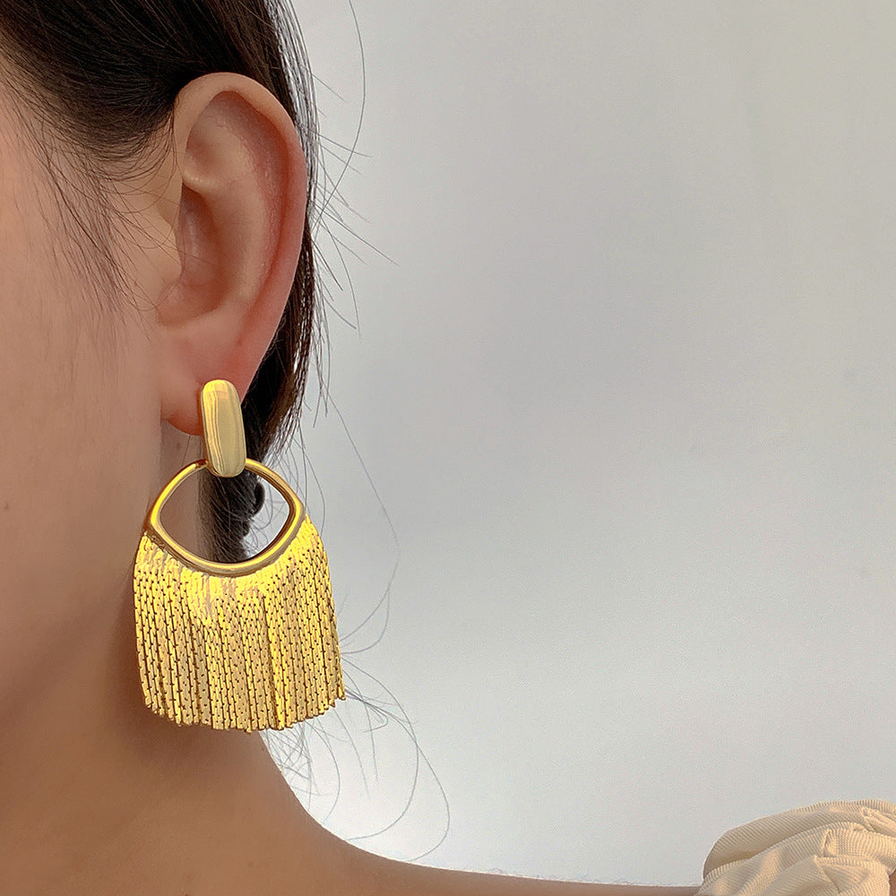 Metal Mesh Fringe Earrings - DippedShop Wholesale - #0483
