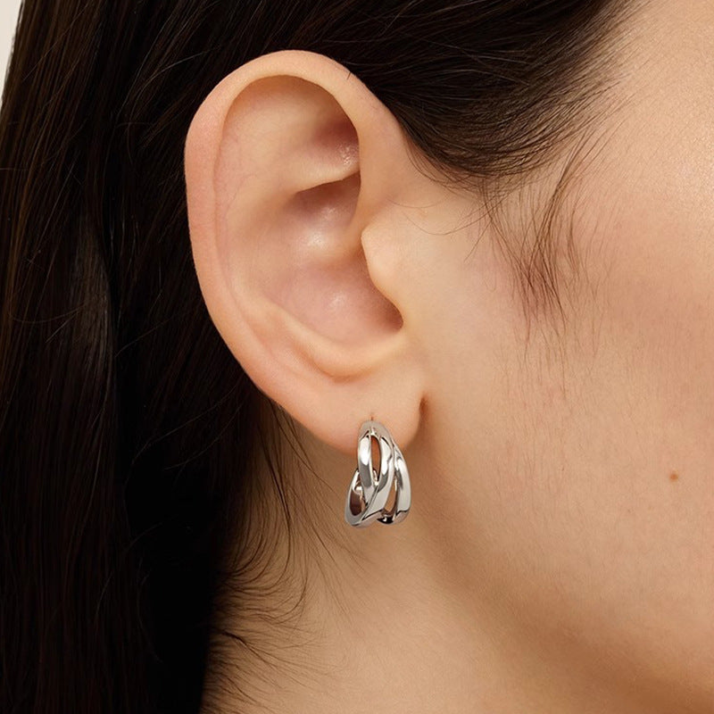Irregular Twist Wavy Line C-shaped Earrings 6W6JER571