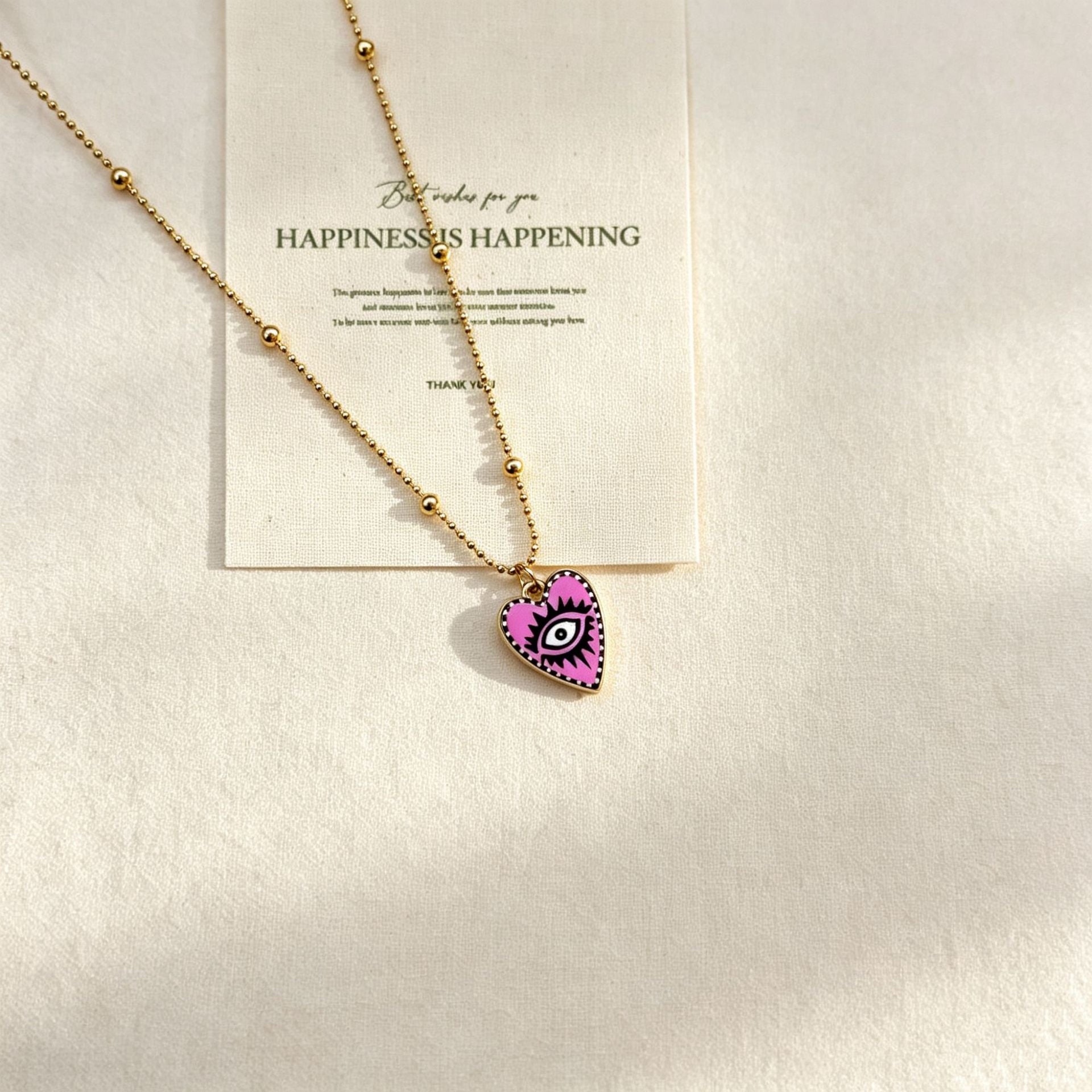 Vintage Evil Eye Heart Pendant Choker Necklace 6W6JNC651