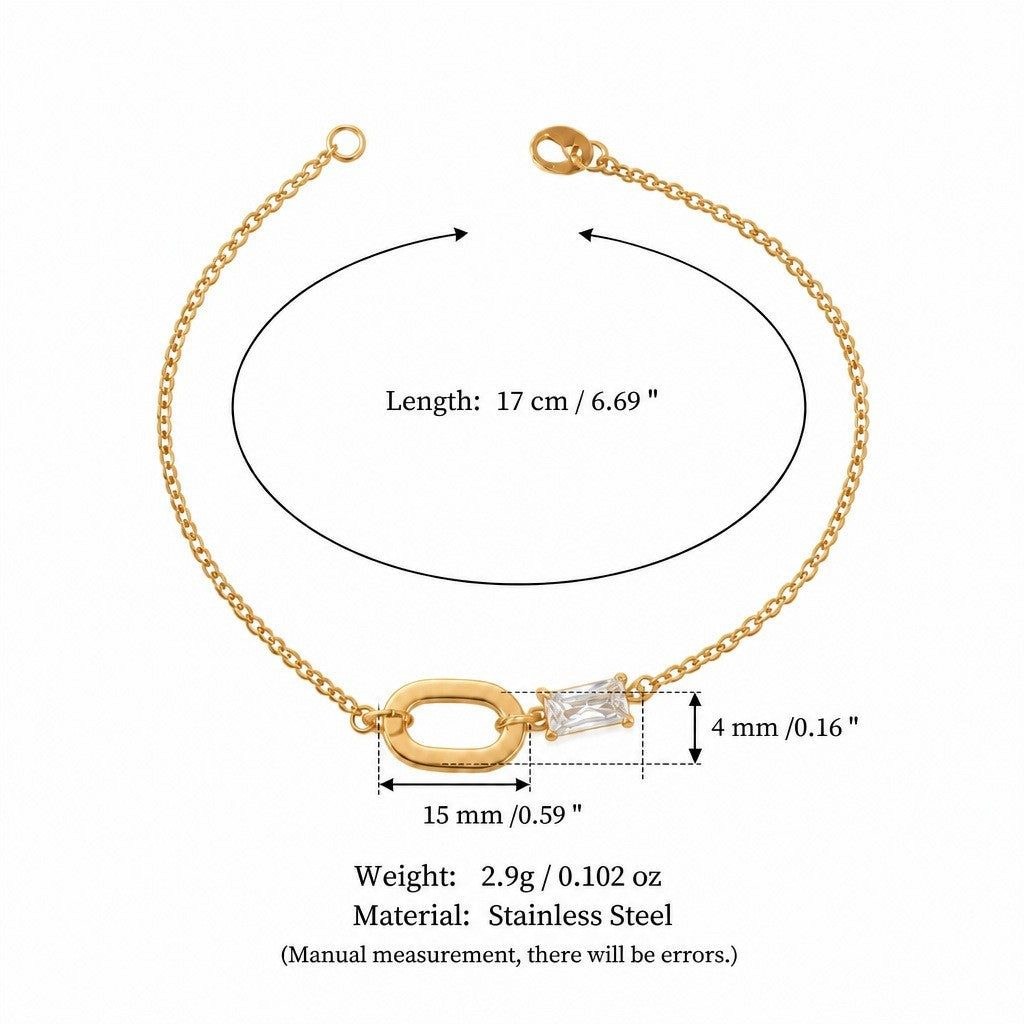 Trendy Gold Plated Zirconia Chain Bracelet 6W6JBR331