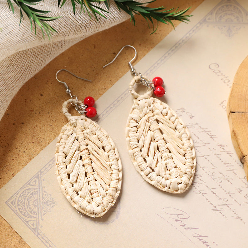 Boho Rattan Dangle Earrings - DippedShop Wholesale - #0675