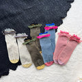 Sweet Shimmery Lurex Ruffle Double Bow Socks 6W8FSO770