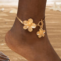 Trendy Exaggerated Blue Flower Chain Anklets 8ZA6JAB44L