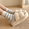 Minimalist Striped Wool Blend Thicken Crew Socks 6W8FSO537