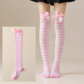 Christmas Bow Pom Pom Thigh High Socks 6W8FSO914