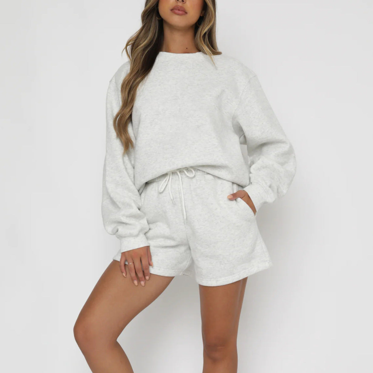 Solid Sweatshirt Short Set - DippedShop Wholesale - #4035