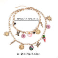 Trendy Double Layer Floral Heart Pendant Necklace 6W6JNC626