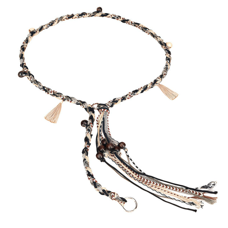 Ethnic-style Handmade Weave Tassel Belt 6W6JBT240