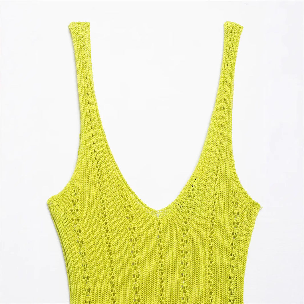 Sexy Solid Color Jacquard Knit Cami Top DP25D419