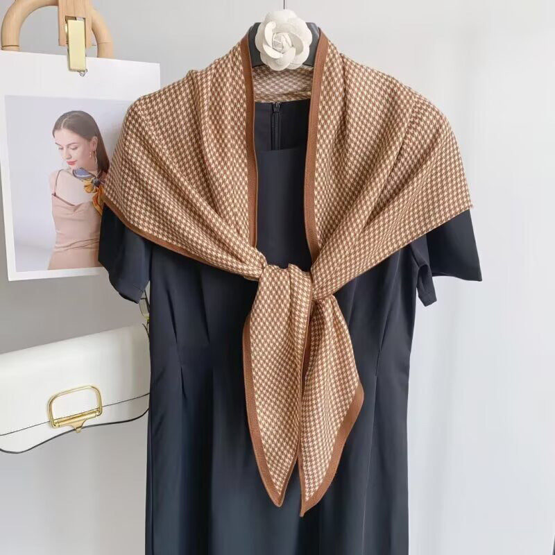 Classic Houndstooth Silk Scarf - DippedShop Wholesale - #9347