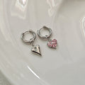 Heart Pendant CZ Hoop Earrings - DippedShop Wholesale - #9107