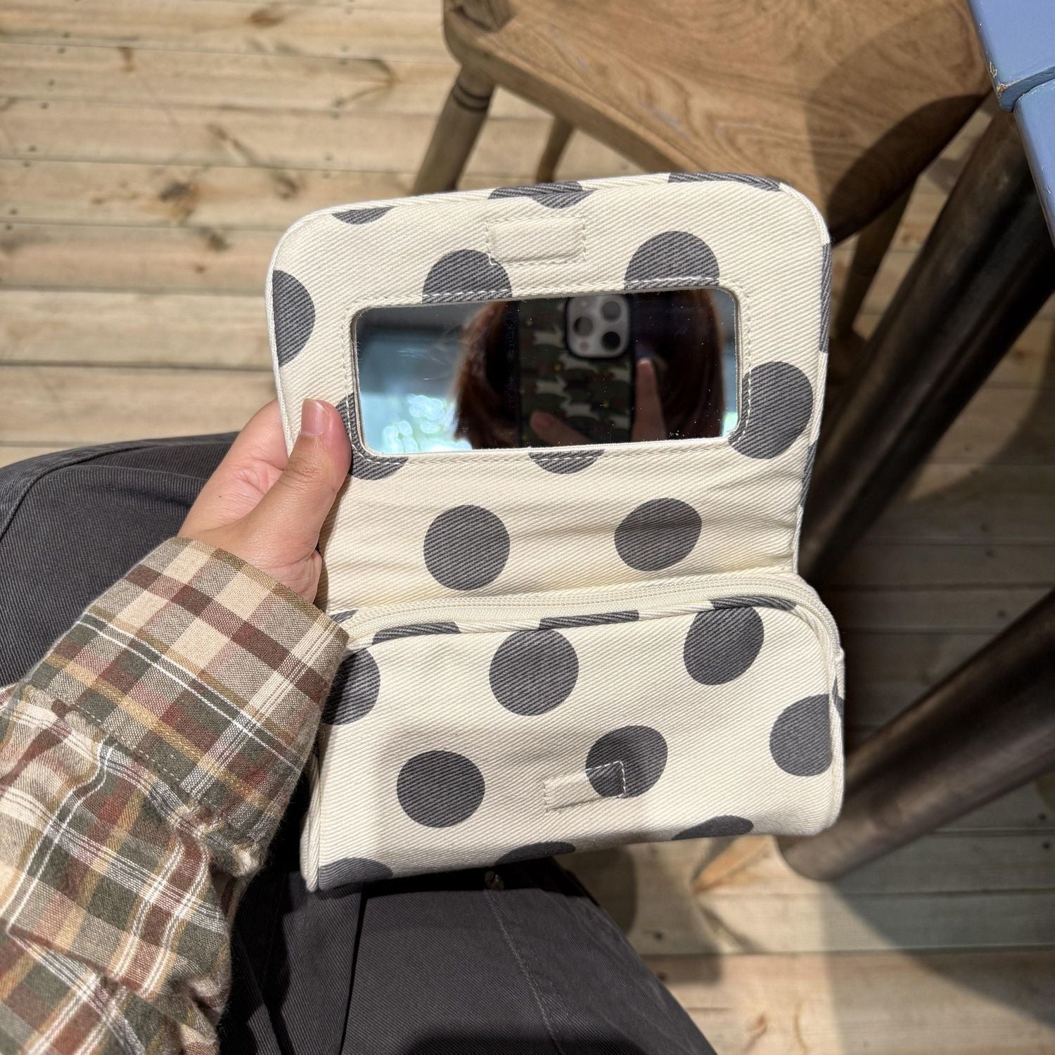 Cute Color Block Polka Dots Portable Makeup Bag MK2BW6S10BOB81