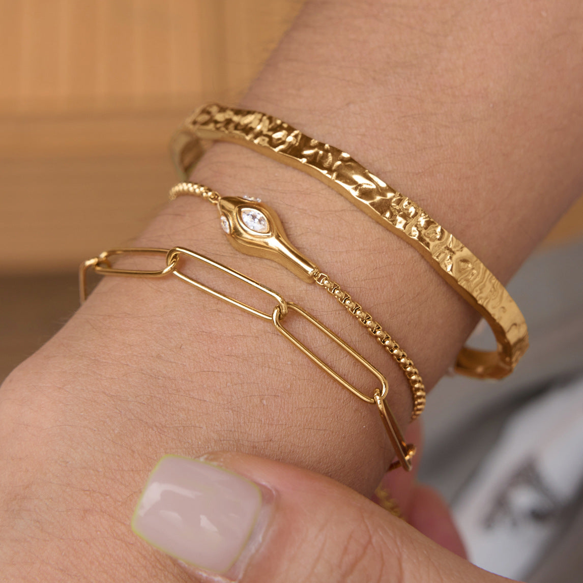 Minimalist Gold Plated Chain Bracelets 6W6JBR485
