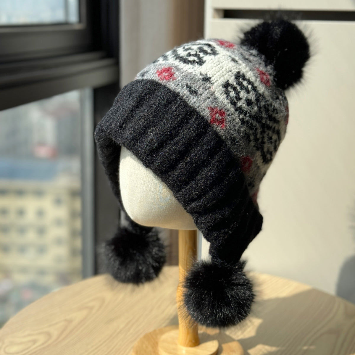 Jacquard Fleece Earflap Beanie - DippedShop Wholesale - #8227
