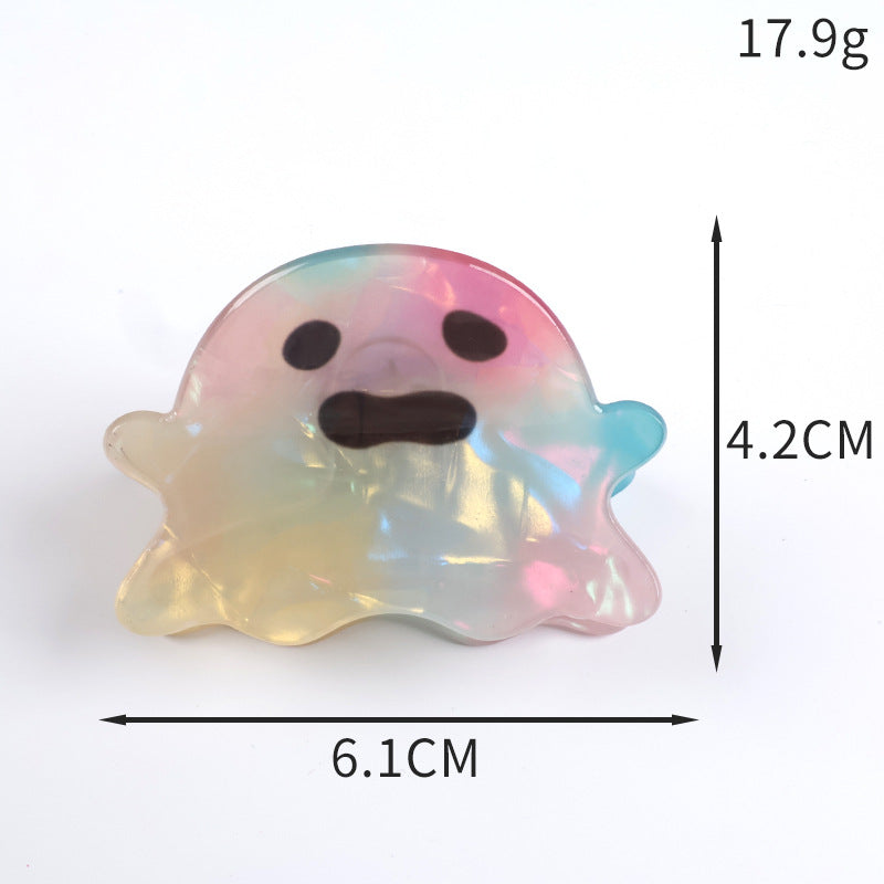 Funny Halloween Ghost Pumpkin Hair Claw 6W6HCP1318
