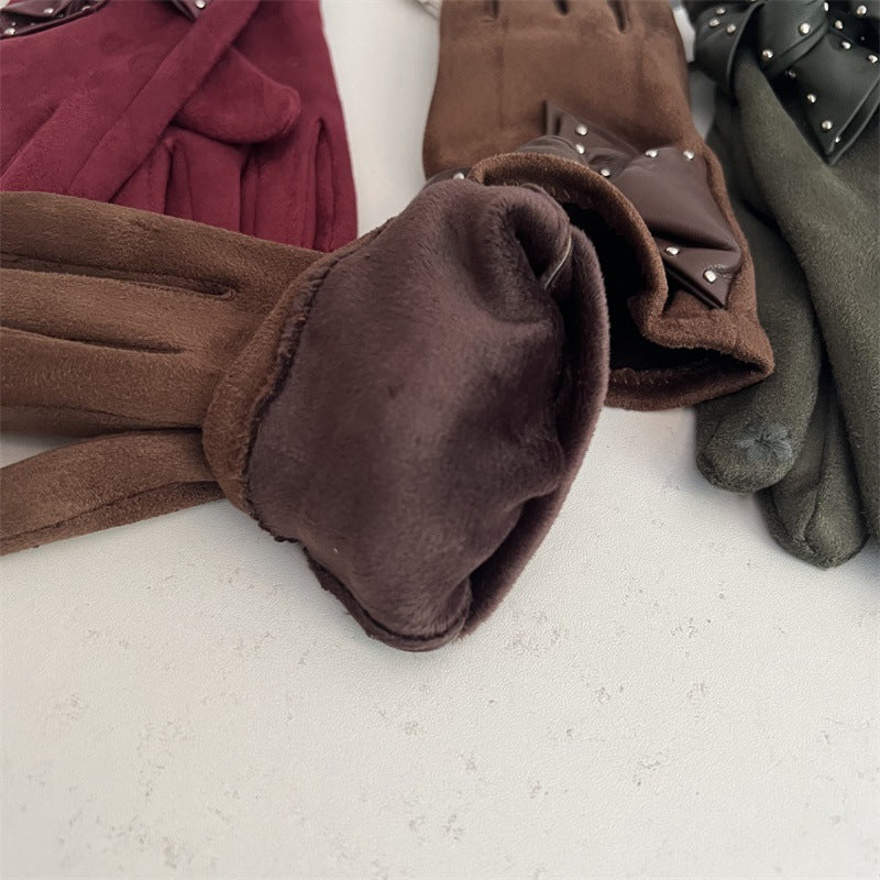 Trendy Studded Bow Knot Warm - DippedShop Wholesale - #7875