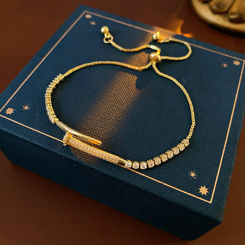 Vintage Gold Plated Splice Zirconia Bracelet 6W6JBR689