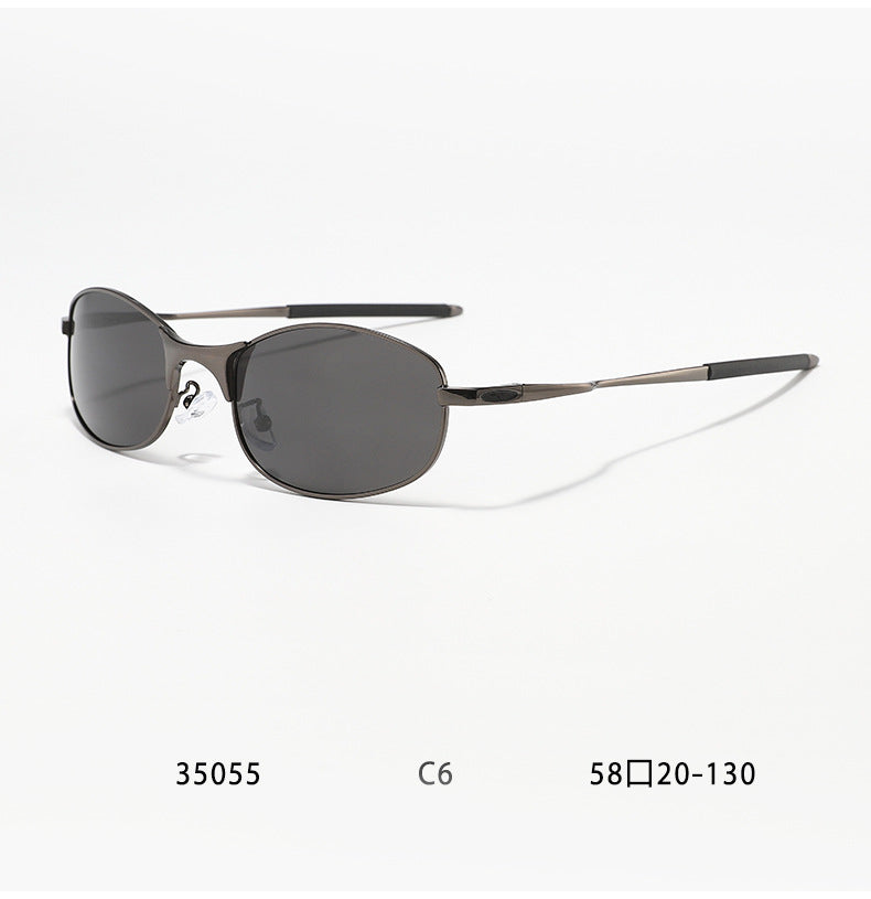 Metal Oval Frame Polarized Sunglasses - DippedShop Wholesale - #4611