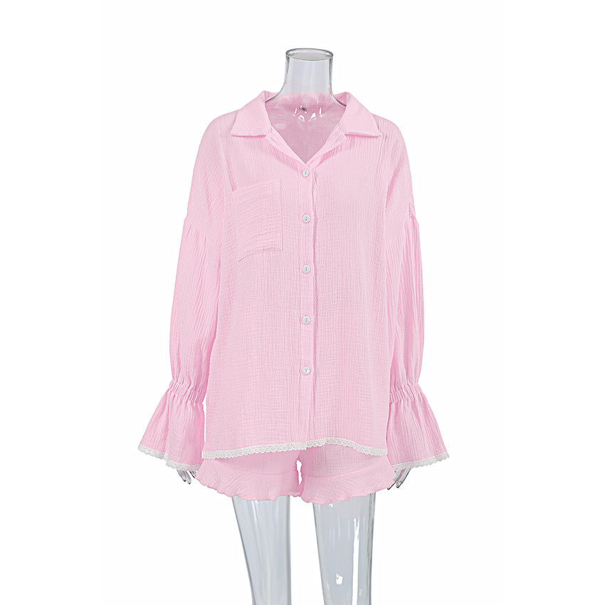 Flounce Solid Homewear Set - DippedShop Wholesale - #3875