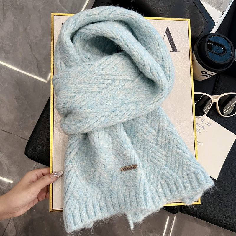 Minimalist Solid Color Knit Wool Scarf 6W6NSW303