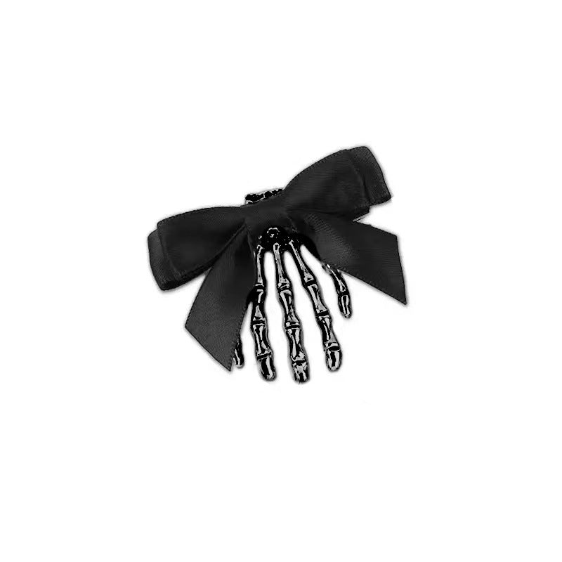 Vintage Bowknot Skeleton Hand Duckbill Hair Clip 6W6HCP1315