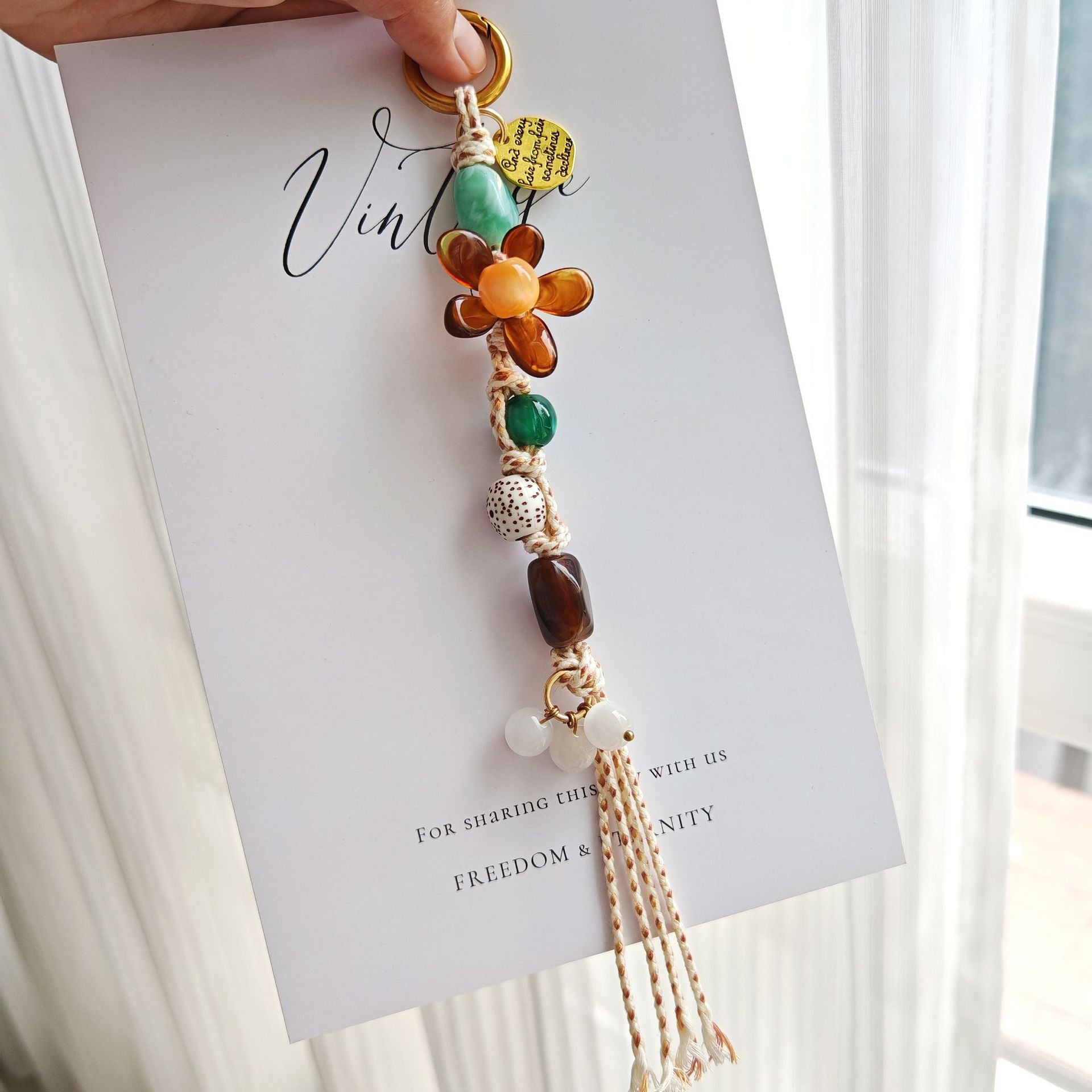 Flower Beaded Tassel Keychain - DippedShop Wholesale - #3875