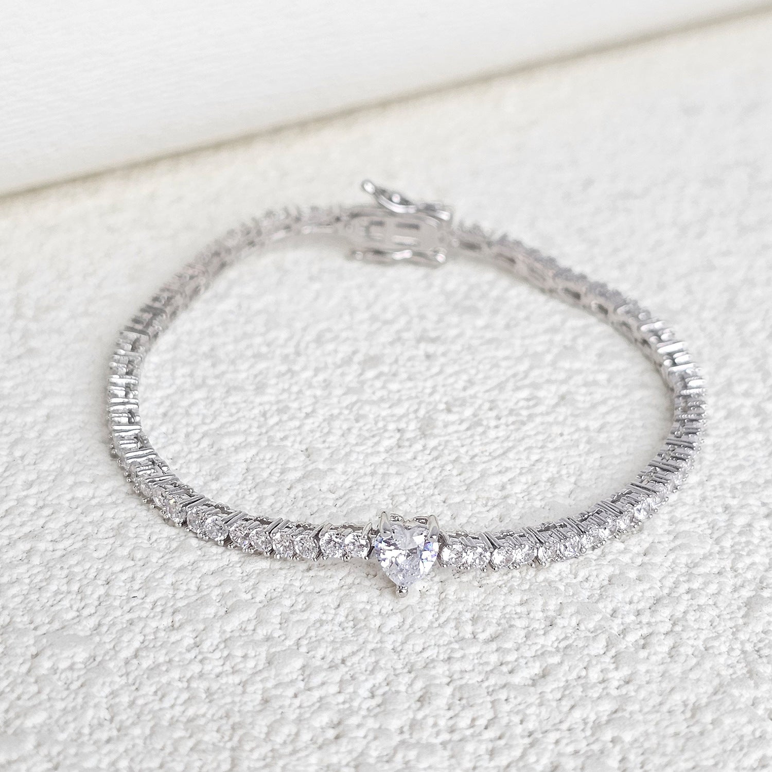 Trendy Heart Colorful Cubic Zirconia Chain Bracelet 6W6JBR383