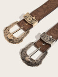 Vintage Western Floral Embossed Faux Leather Belt 6W6JBT227