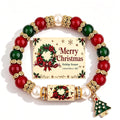 Colorful Crystal Christmas Tree Charm Beaded Bracelet 6W6JBR650
