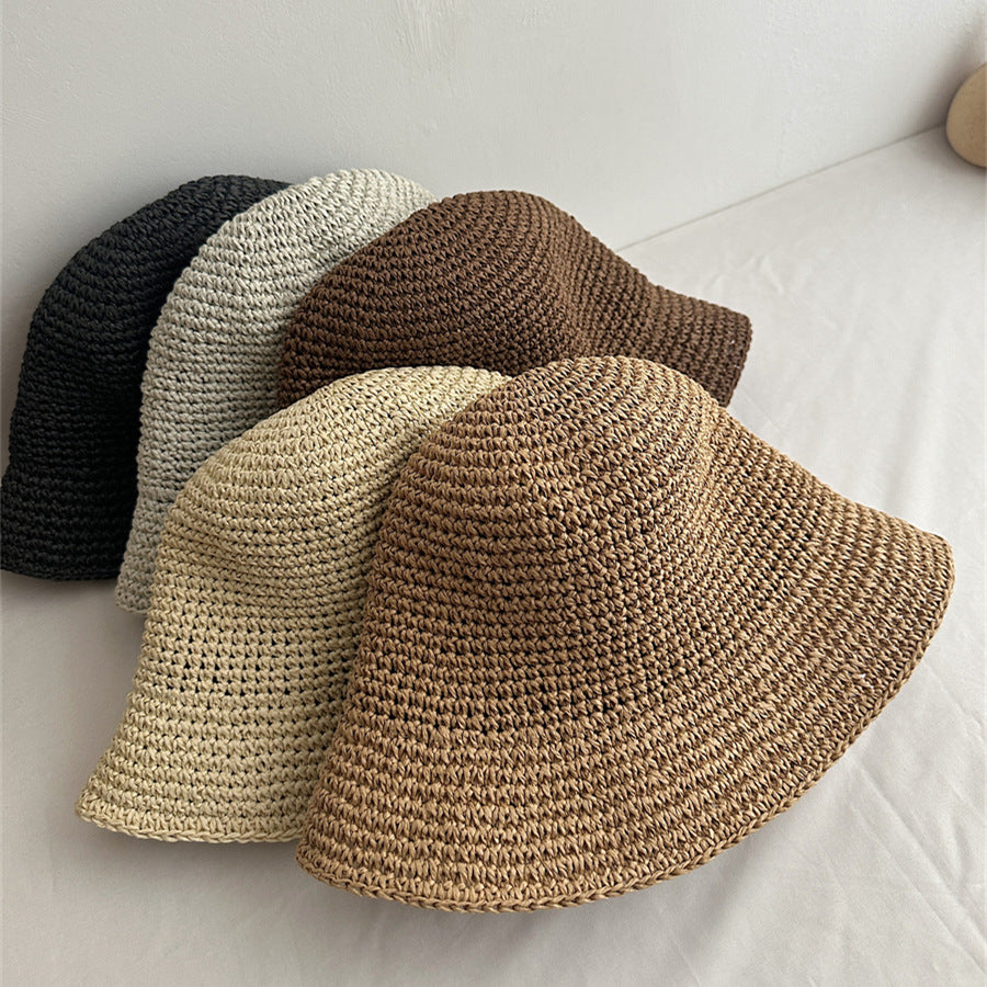 Minimalist Foldable Raffia Hat - DippedShop Wholesale - #3267