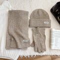 3-Piece Solid Color Knit Scarf Beanie Gloves Set 6W6NSC99