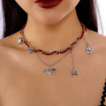 Vintage Halloween Gothic Bat Pumpkin Necklace 6W6JNC881
