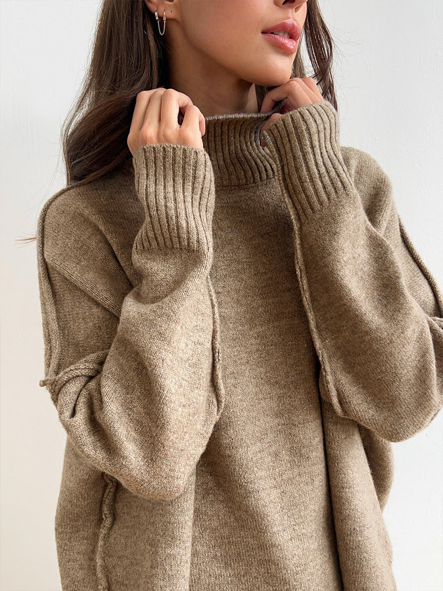 Loose High Collar Knit Set - DippedShop Wholesale - #9571