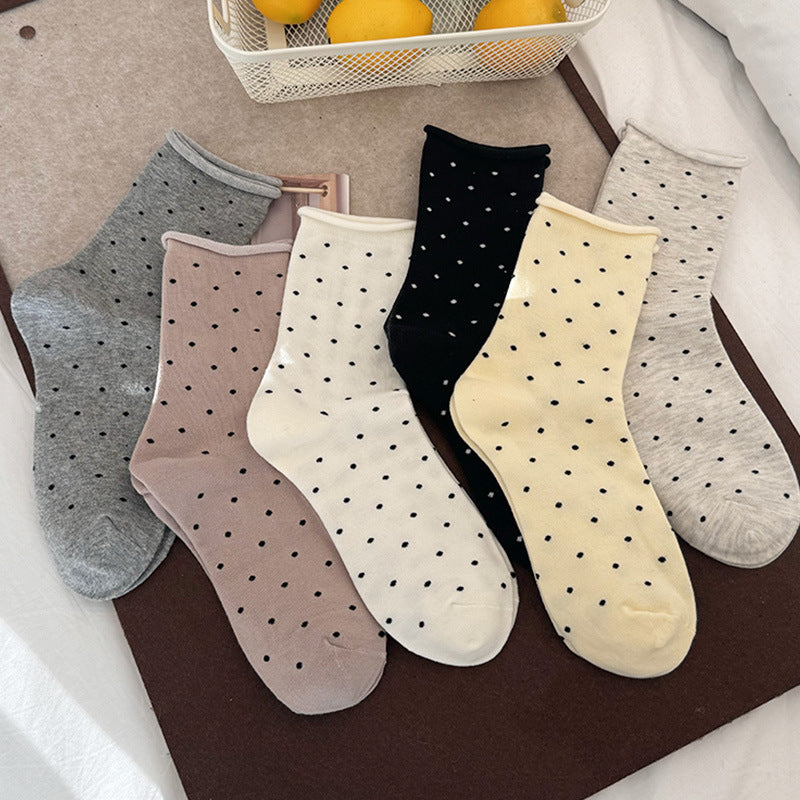 Polka Dot Simple Rolled Socks DP25A435