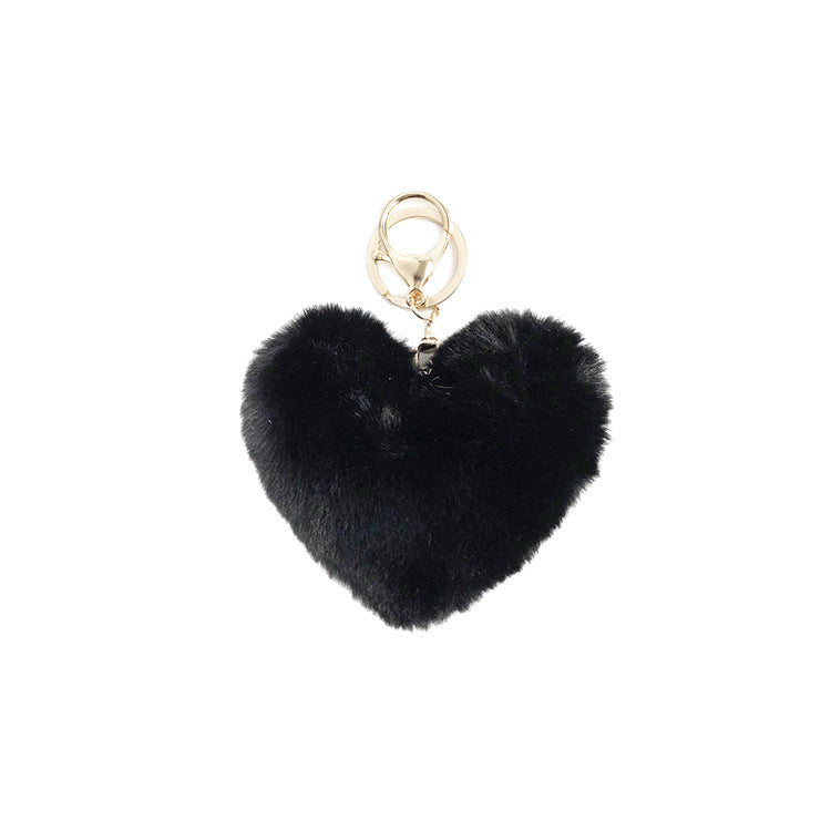 Faux Fur Heart Keychain - DippedShop Wholesale - #9507